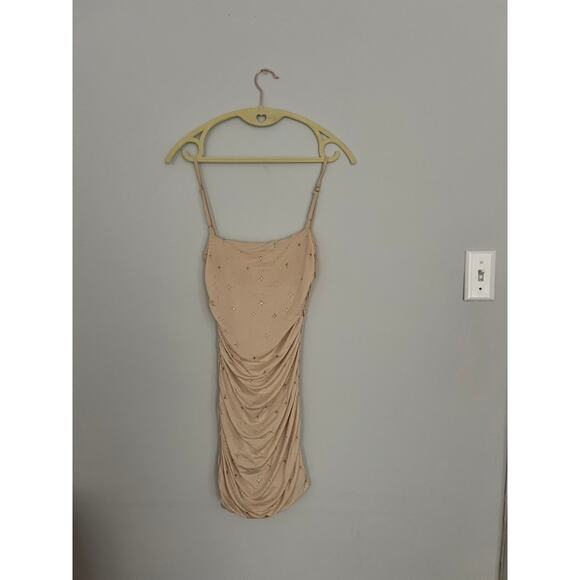 Elsie & Fred Nude Mini Bodycon Dress with Gold Stars - Picture 6 of 7